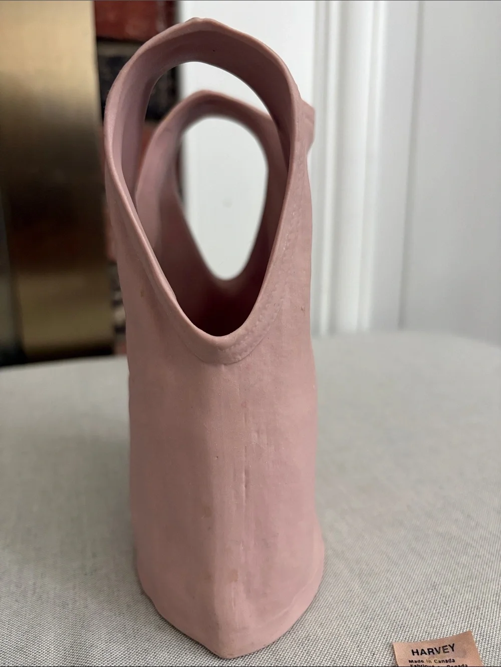 7.5” Pop Art Pink Ceramic Tank T-Shirt Vase Sculpture by Michel Harvey Vintage